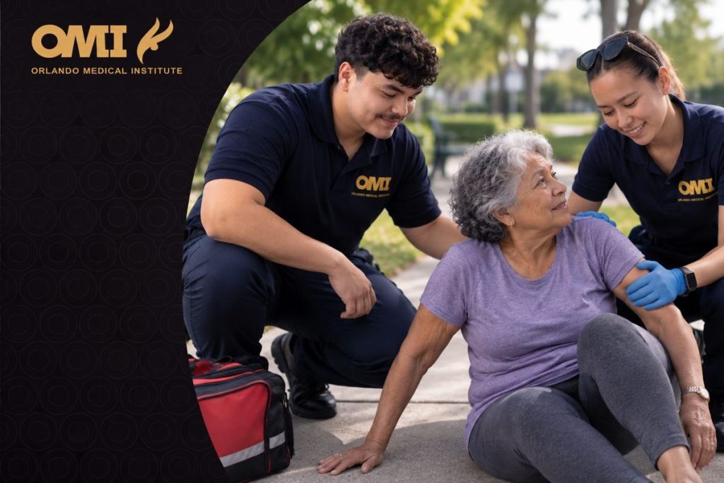 Older adult at risk of a fall